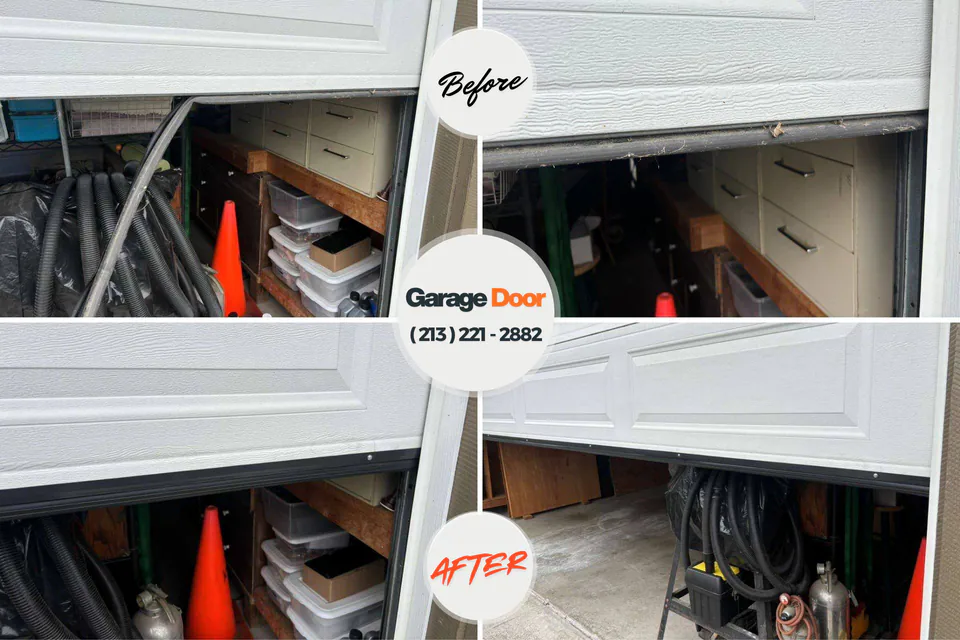 Before and after: garage door repair Falkville, AL